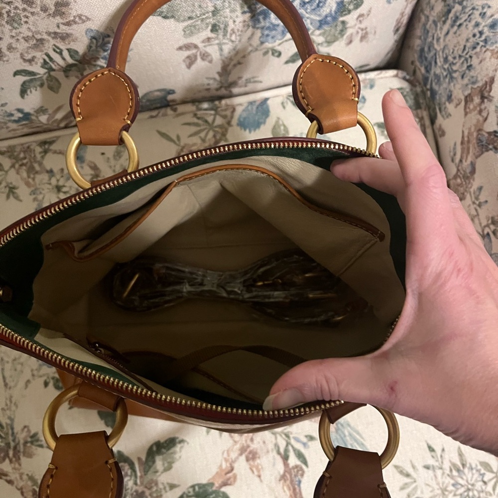 Dooney & Bourke Tan Leather Satchel with Brass Rings - Picture 8 of 8